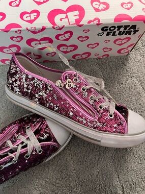 Gotta Flurt Purple Sequin Lace-Up Sneakers